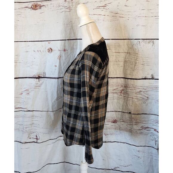 Sundance Silk Velvet Plaid Embroidered Boho Blouse Size XS - Picture 4 of 7